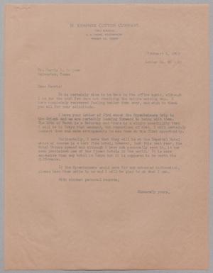 [Letter from James T. Baird to Harris Leon Kempner, February 1, 1963]