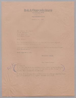 [Letter from Dan Oppenheimer to Arthur M. Alpert, January 31, 1963]
