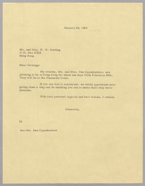 [Letter from Harris Leon Kempner to Mr. and Mrs. F. W. Golding, January 23, 1963]