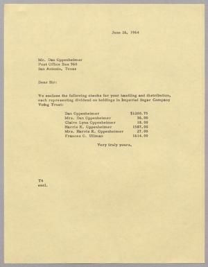 [Letter from T. E. Taylor to Dan Oppenheimer, June 26, 1964]