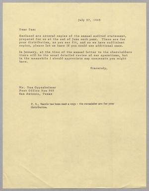 [Letter to Mr. Dan Oppenheimer, July 27, 1965]