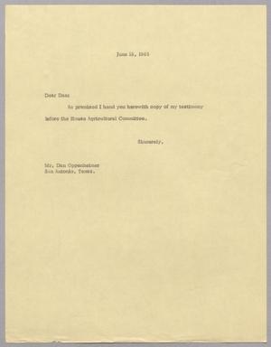 [Letter from Harris Leon Kempner to Dan Oppenheimer, June 18, 1965]