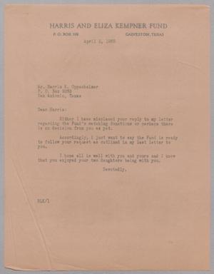 [Letter from Robert Lee Kempner to Harris K. Oppenheimer, April 5, 1965]