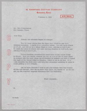 Primary view of object titled '[Copy of Letter from Harris Leon Kempner to Dan Oppenheimer, February 5, 1965]'.