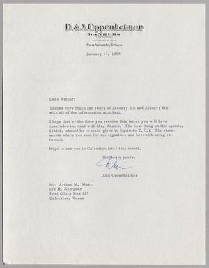 [Letter from Dan Oppenheimer to Arthur M. Alpert, January 11, 1965]