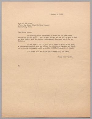 [Letter from A. H. Blackshear, Jr. to Mrs. A. W. Quinn, March 8, 1949]