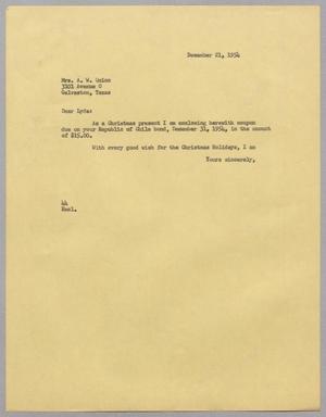 [Letter from A. H. Blackshear, Jr. to Mrs. A. W. Quinn, December 21, 1954]