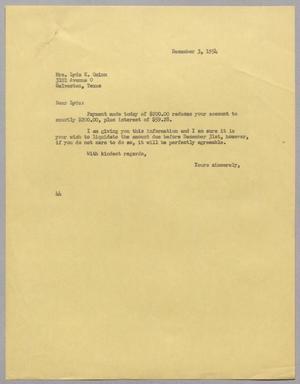 [Letter from A. H. Blackshear, Jr. to Mrs. Lyda Quinn, December 3, 1954]