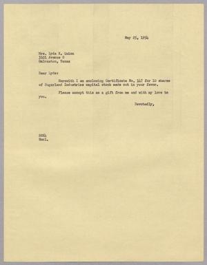 [Letter from S. E. Kempner to Mrs. Lyda K. Quinn, May 25, 1954]