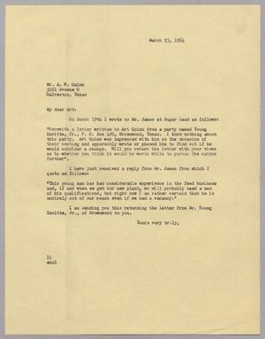 [Letter from I. H. Kempner to A. W. Quinn, March 23, 1954]