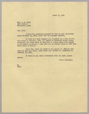 [Letter from A. H. Blackshear, Jr. to Mrs. A. W. Quinn, March 11, 1954]