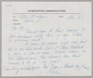 [Handwritten Inter-Office Letter from Lyda K. Quinn to R. I. Mehan, December 27, 1955]