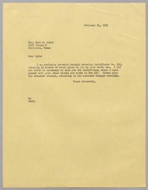 [Letter from A. H. Blackshear, Jr. to Lyda K. Quinn, February 24, 1955]