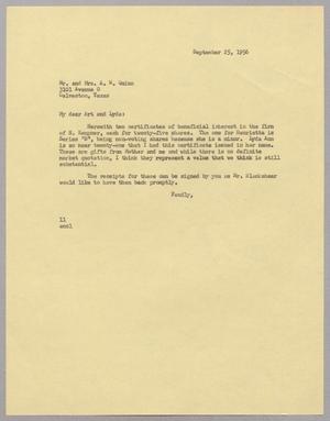 [Letter from I. H. Kempner to Mr. and Mrs. A. W. Quinn, September 25, 1956]