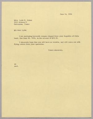[Letter from A. H. Blackshear, Jr. to Mrs. Lyda K. Quinn, June 14, 1956]