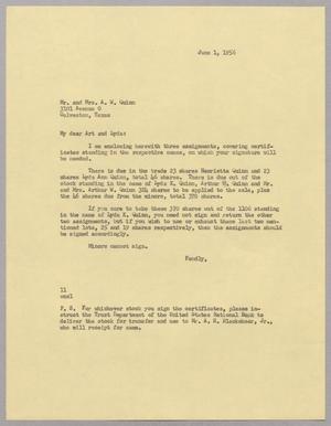 [Letter from I. H. Kempner to Mr. and Mrs. A. W. Quinn, June 1, 1956]