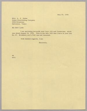 [Letter from A. H. Blackshear, Jr. to Mrs. A. W. Quinn, May 23, 1956]