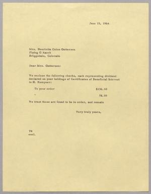 [Letter from T. E. Taylor to Henrietta Quinn Gutterson, June 15, 1964]
