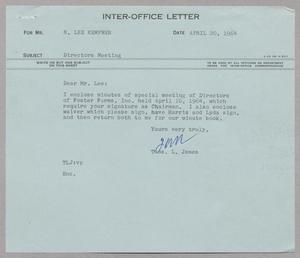 [Inter-Office Letter from Thomas L. James to Robert Lee Kempner, April 20, 1964]