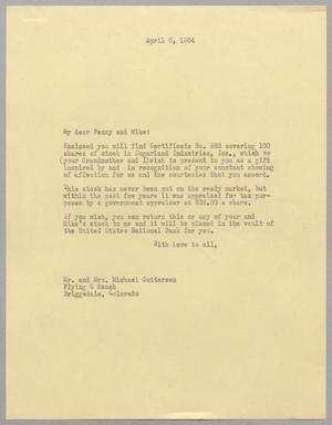 Primary view of object titled '[Letter from I. H. Kempner to Mr. and Mrs. Michael Gutterson, April 6, 1964]'.