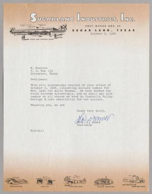 [Letter from Thomas L. James to H. Kempner, October 5, 1964]