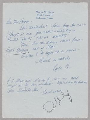 [Handwritten Letter from Mrs. A. W. Quinn to John M. Hogan, 1965]