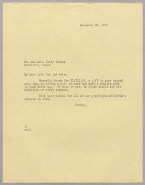 [Letter from I. H. Kempner to Mr. and Mrs. Jerry Thomas, December 23, 1965]