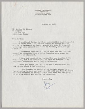 [Letter from Jerry R. Thomas to Arthur M. Alpert, August 6, 1965]