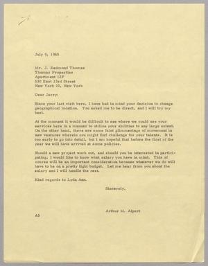 Primary view of object titled '[Letter from Arthur M. Alpert to J. Redmond Thomas, July 9, 1965]'.