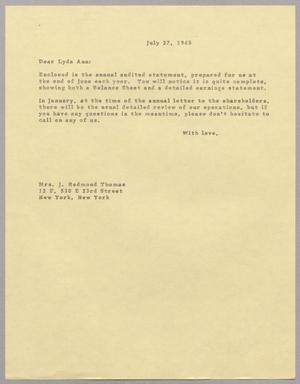 [Letter to Lyda Ann Quinn, July 27, 1965]