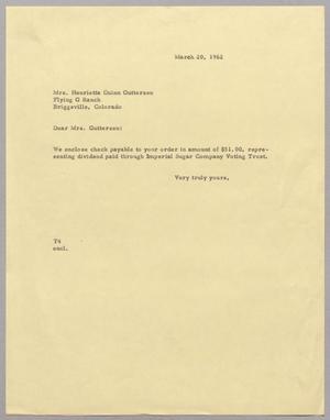 [Letter from T. E. Taylor to Mrs. Henrietta Quinn Gutterson, Match 20, 1962]