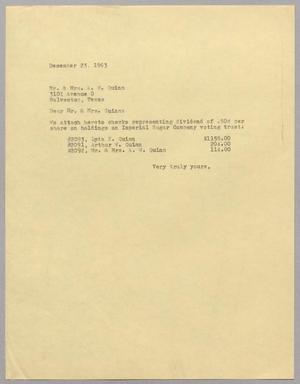 [Letter from T. E. Taylor to Mr. and Mrs. A. W. Quinn, December 23, 1963]