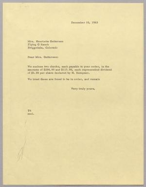 Primary view of object titled '[Letter from T. E. Taylor to Mrs. Henrietta Q. Gutterson, December 10,1963]'.