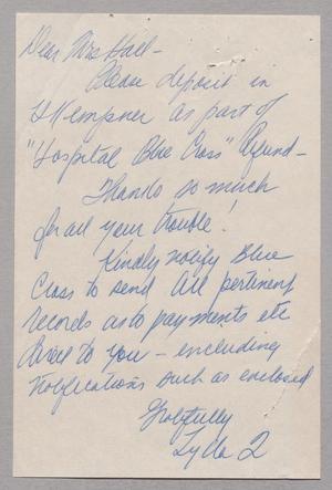 [Handwritten Letter from Mrs. Lyda Quinn to Mrs. Sara Hall, 1963]