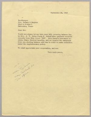 [Letter from Sara Hall to Drs. Delany & Stephen, September 26, 1963]