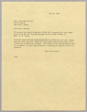 [Letter to Mrs. Ernestine Bonner, July 22, 1963]