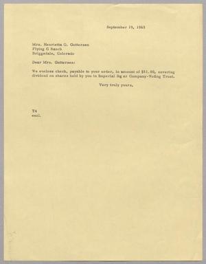 [Letter from T. E. Taylor to Henrietta Quinn Gutterson, September 19, 1963]