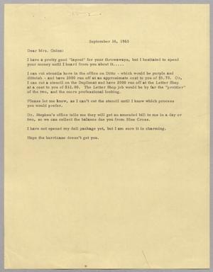 [Letter from Mrs. A. W. Quinn, September 16, 1963]