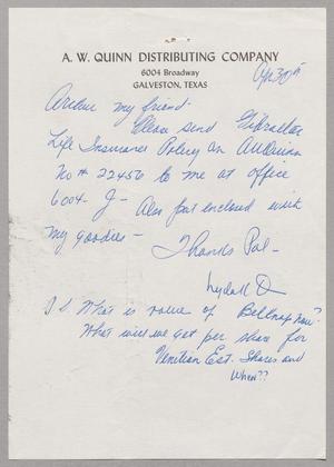 [Handwritten Letter from Lyda Quinn to Arthur M. Alpert, April 30, 1963]