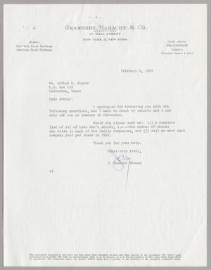 [Letter from J. Redmond Thomas to Arthur M. Alpert, February 5, 1963]
