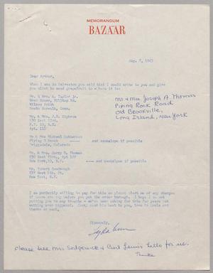 Primary view of object titled '[Letter from Lyda Ann Quinn to Arthur M. Alpert, August 7, 1963]'.