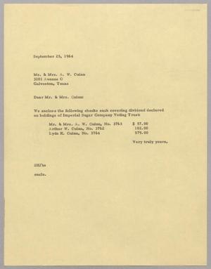 [Letter from Sara Hall to Mr. and Mrs. A. W. Quinn, September 25, 1964]