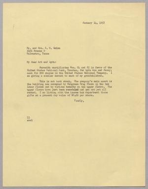 [Letter from I. H. Kempner to Mr. and Mrs. A. W. Quinn, January 14, 1957]