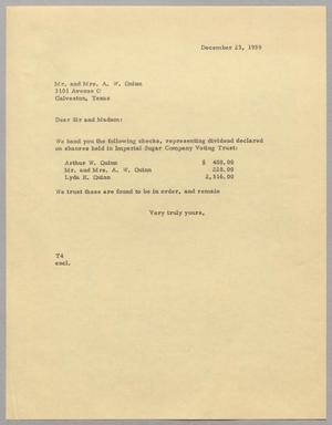 [Letter from T. E. Taylor to Mr. and Mrs. A. W. Quinn, December 23, 1959]