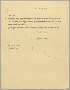 [Letter from Arthur M. Alpert to Mrs. A. W. Quinn, December 3, 1959]