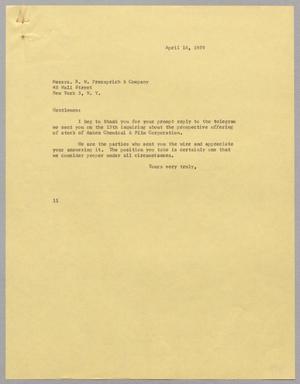 [Letter from I. H. Kempner to R. W. Pressprich & Company, April 18, 1959]