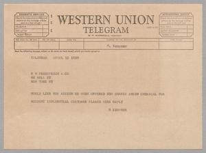 [Telegram from H. Kempner to R. W. Pressprich & Co., April 15, 1959]