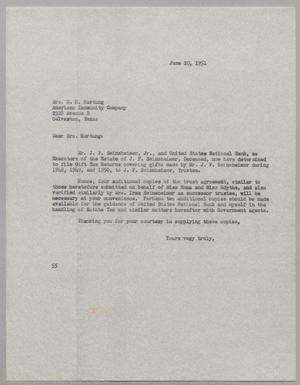 [Letter from R. I. Mehan to Mrs. N. Hartung, June 20, 1951]