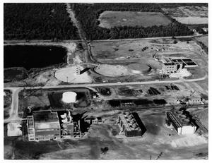 Primary view of object titled '[Aerial view City of Denton Municipal Generating Station and Water Treatment facility]'.