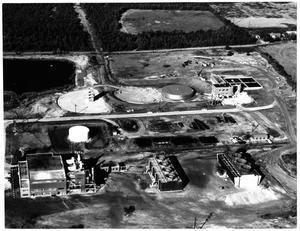 Primary view of object titled '[Aerial view City of Denton Municipal Generating Station and Water Treatment Facility]'.